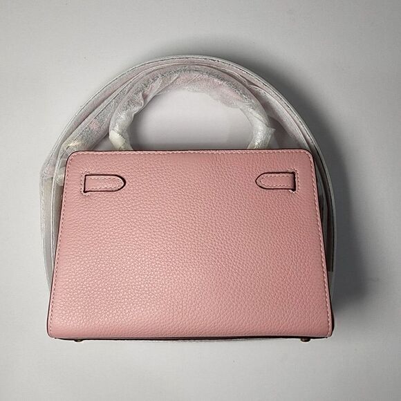 NWT Coach CA077 Mini Lane Top Handle In Refine Pebble Leather Whipstitch Pink - Picture 3 of 7